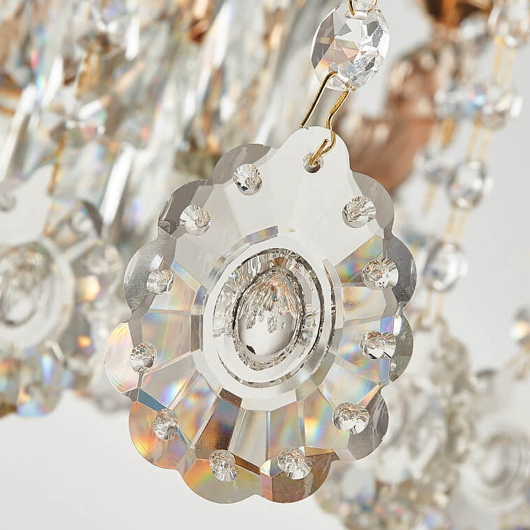 Elegant European Floral Crystal Chandelier in Zinc Alloy for Living Room