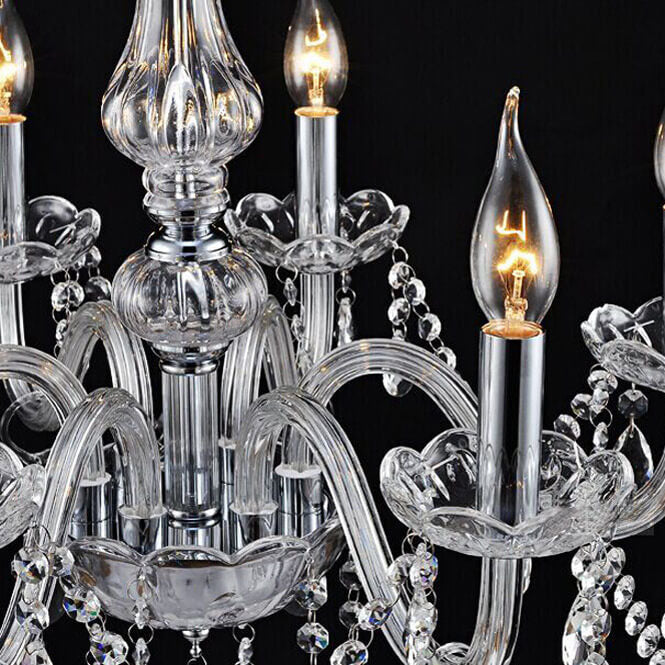 Elegant Contemporary Glass Candelabra Chandelier for Luxury Living Room