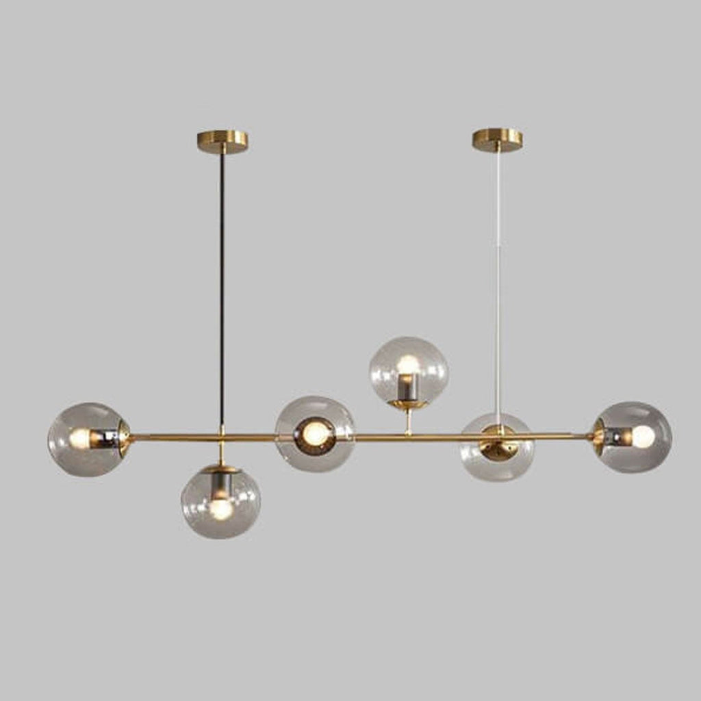 Elegant Modern Minimalist 6-Light Glass Globe Chandelier for Dining Room