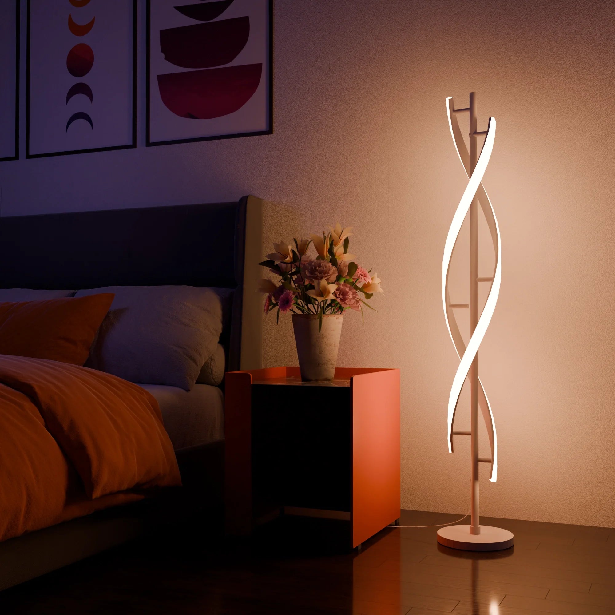 Modern Stylish Black Metal Floor Lamp for Living Room or Bedroom Decor