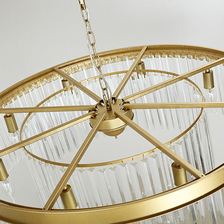 Modern Iron 8-Light Round Crystal Chandelier for Luxurious Living Room