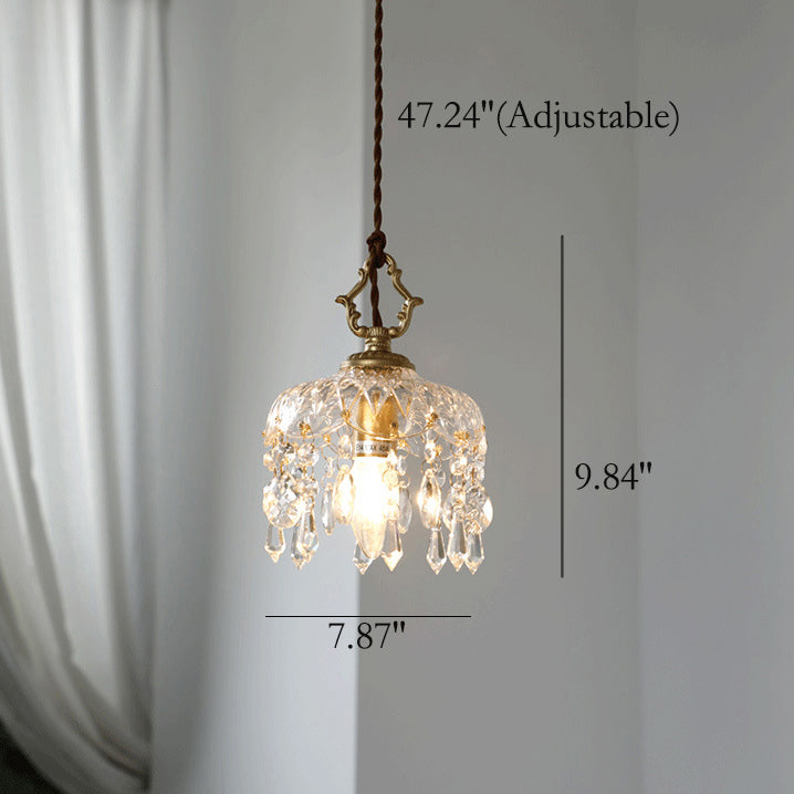 Elegant Vintage Floral Crystal Pendant Light Fixture for Dining Room