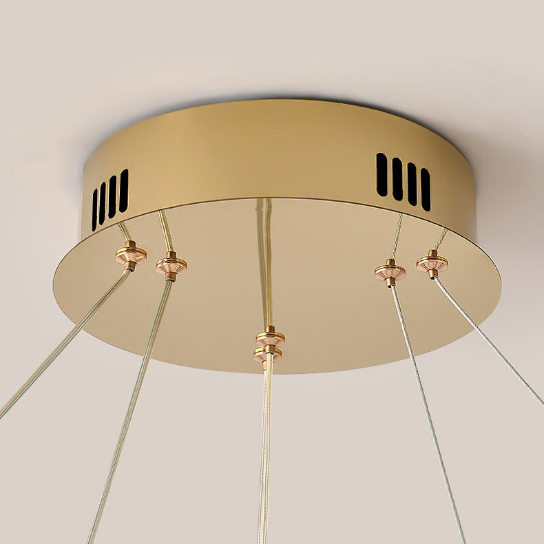 Modern Silver Aluminum Crystal Circle LED Chandelier for Dining Room