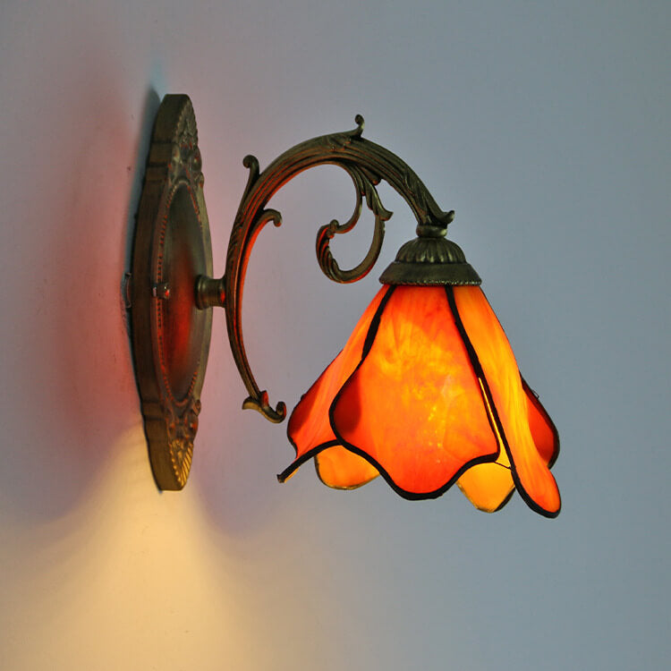 Antique Tiffany Style Stained Glass 1-Light Wall Sconce for Living Room