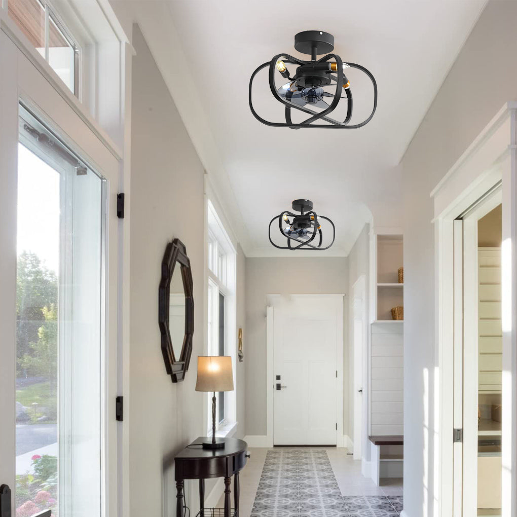 Vintage White Bladeless LED Ceiling Fan with Remote for Bedroom Comfort