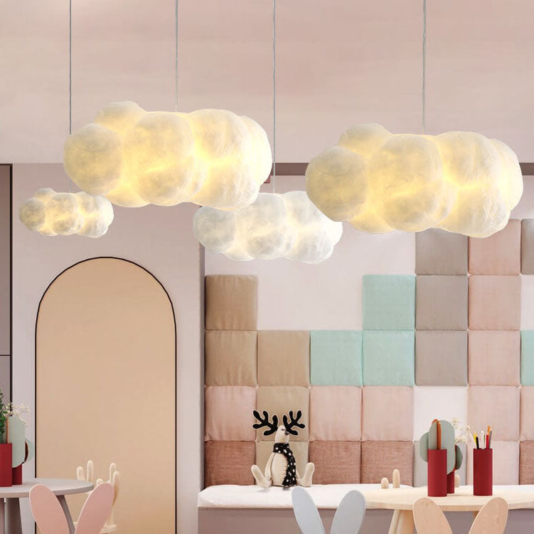Contemporary White Fabric LED Pendant Light for Bedroom or Living Room