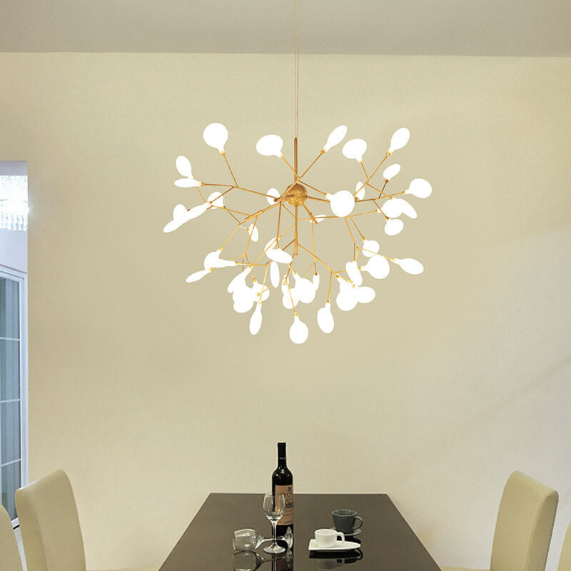 Modern Silver Metal LED Chandelier with Branch Design for Living Room
