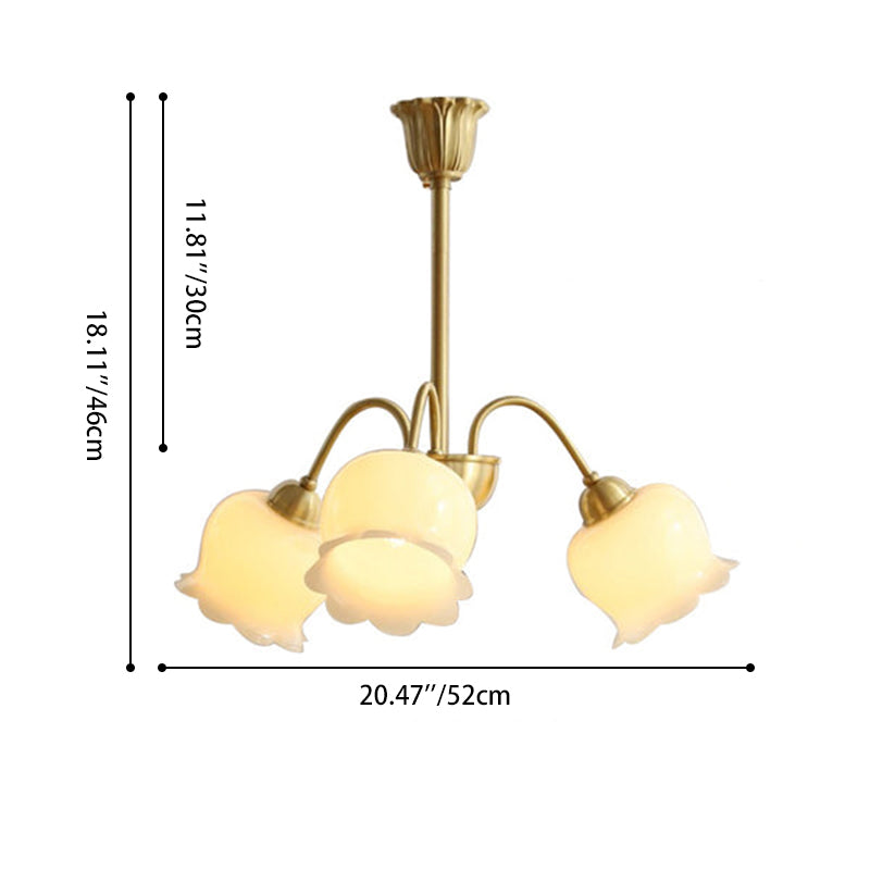Elegant Brass Bellflower Chandelier with Resin Accents for Living Room
