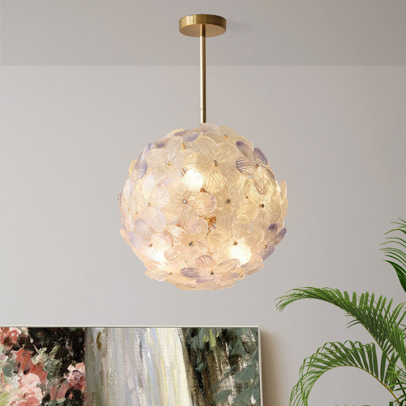 Modern Art Deco Gold Glass & Iron 6/8 Light Chandelier for Living Room