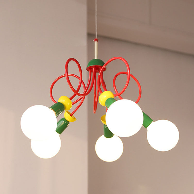 Scandinavian Black Orb Glass Chandelier, 2/3/5 Lights for Bedroom