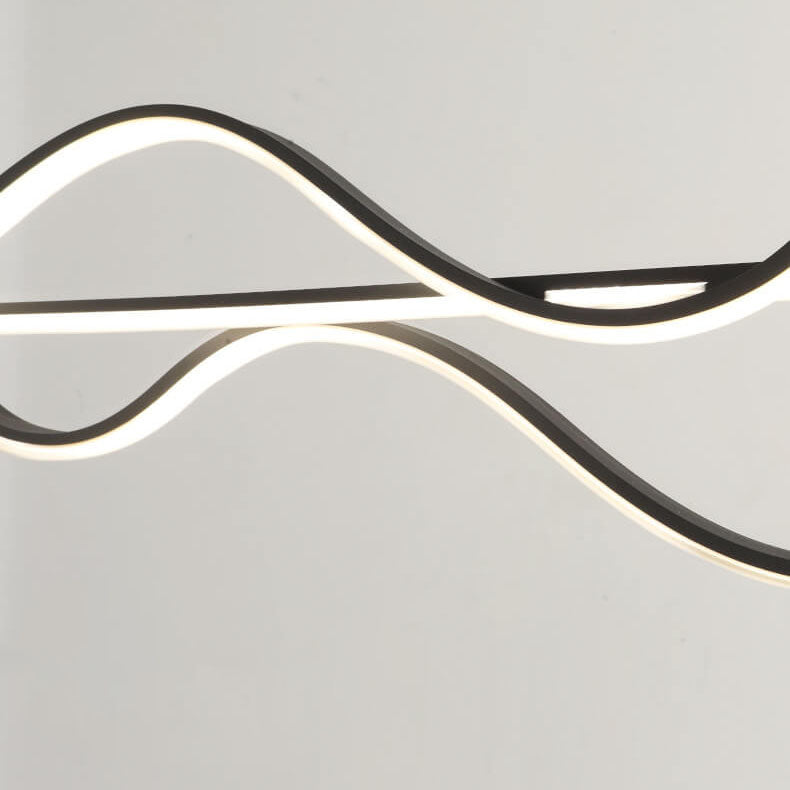 Sleek Black Metal LED Island Chandelier for Modern Kitchen Lighting