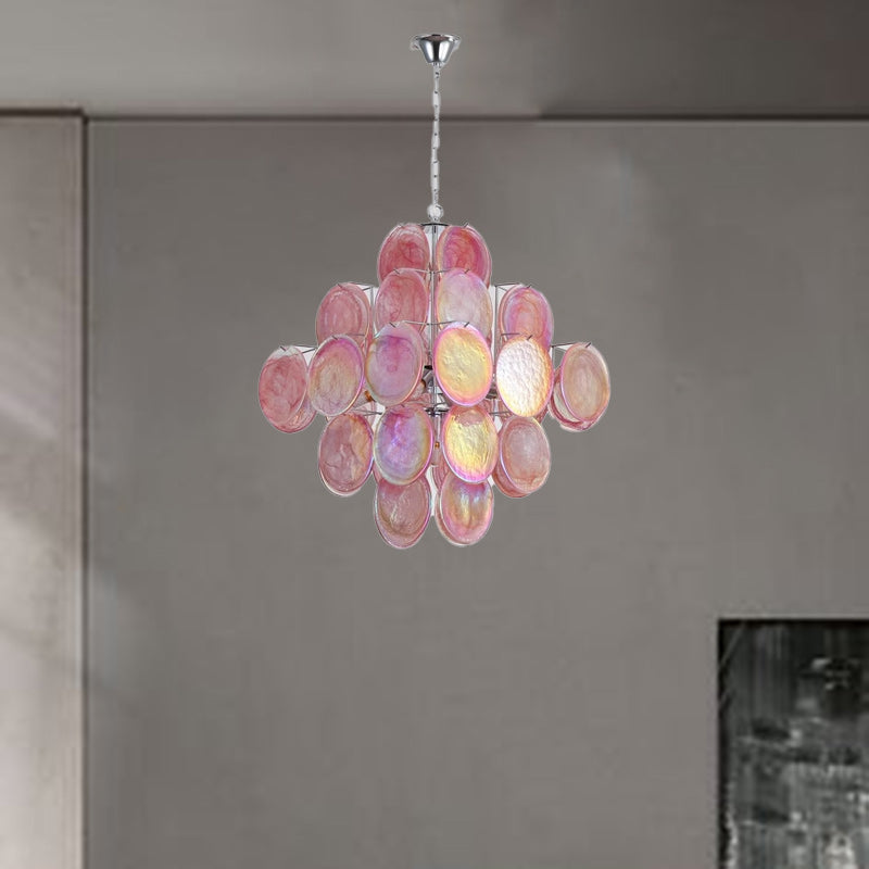 Classic French Floral Iron and Glass Chandelier for Elegant Living Room