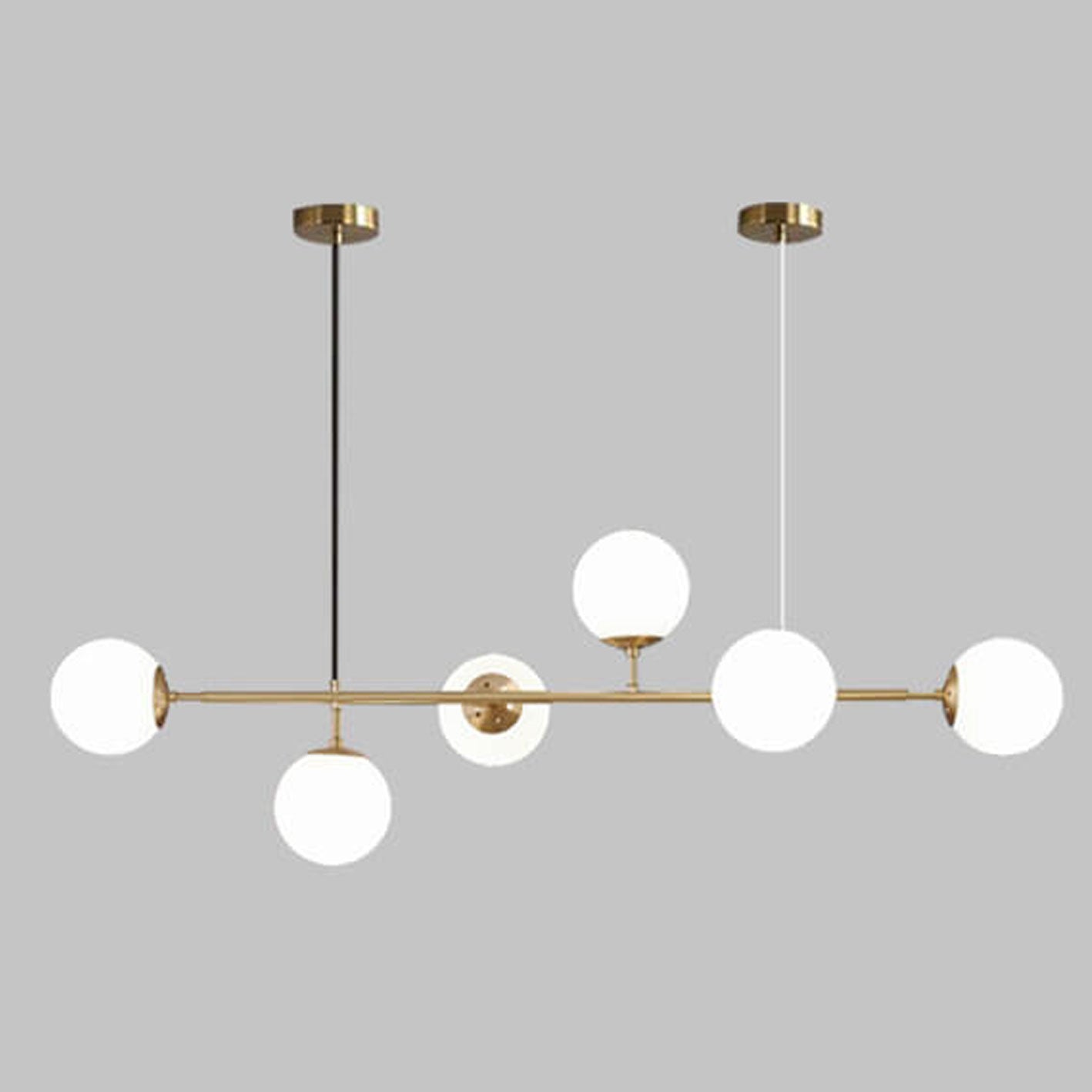 Elegant Modern Minimalist 6-Light Glass Globe Chandelier for Dining Room