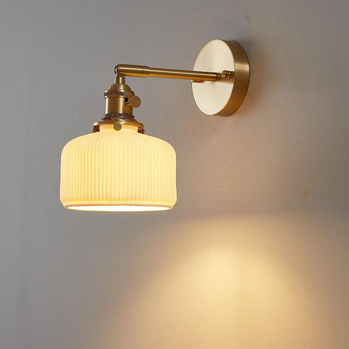 Contemporary White Striped Ceramic Wall Sconce Lamp for Entryway Decor