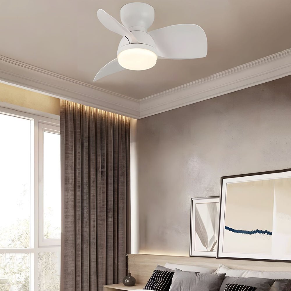 Compact 22''/31'' 3-Blade Modern White Ceiling Fan with Remote Control