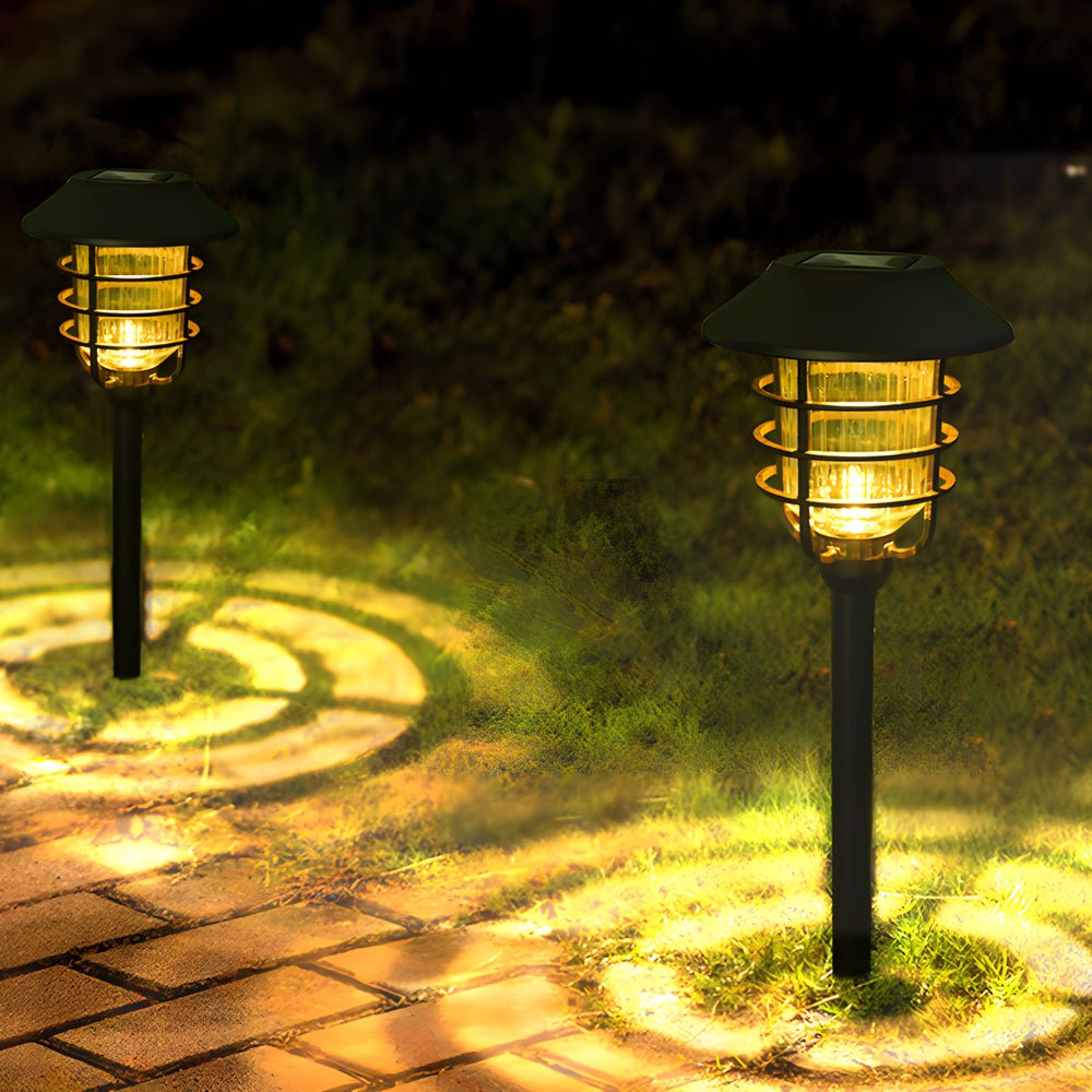 Elegant 22.8-inch Black Solar Pathway Lights with Decorative Hat Top