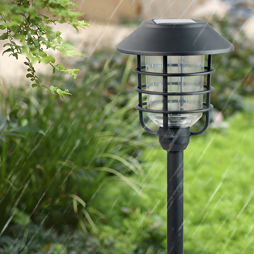 Elegant 22.8-inch Black Solar Pathway Lights with Decorative Hat Top