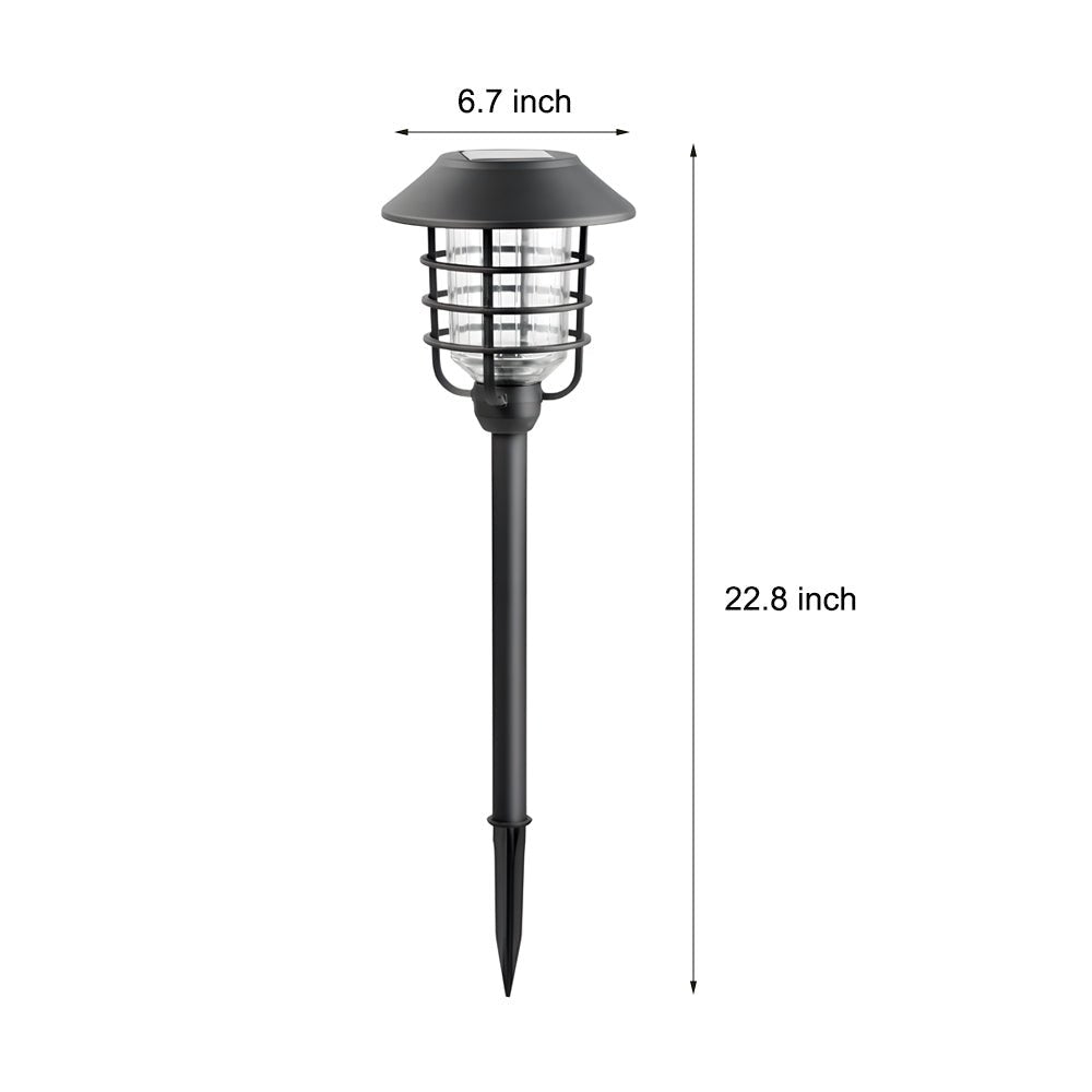 Elegant 22.8-inch Black Solar Pathway Lights with Decorative Hat Top