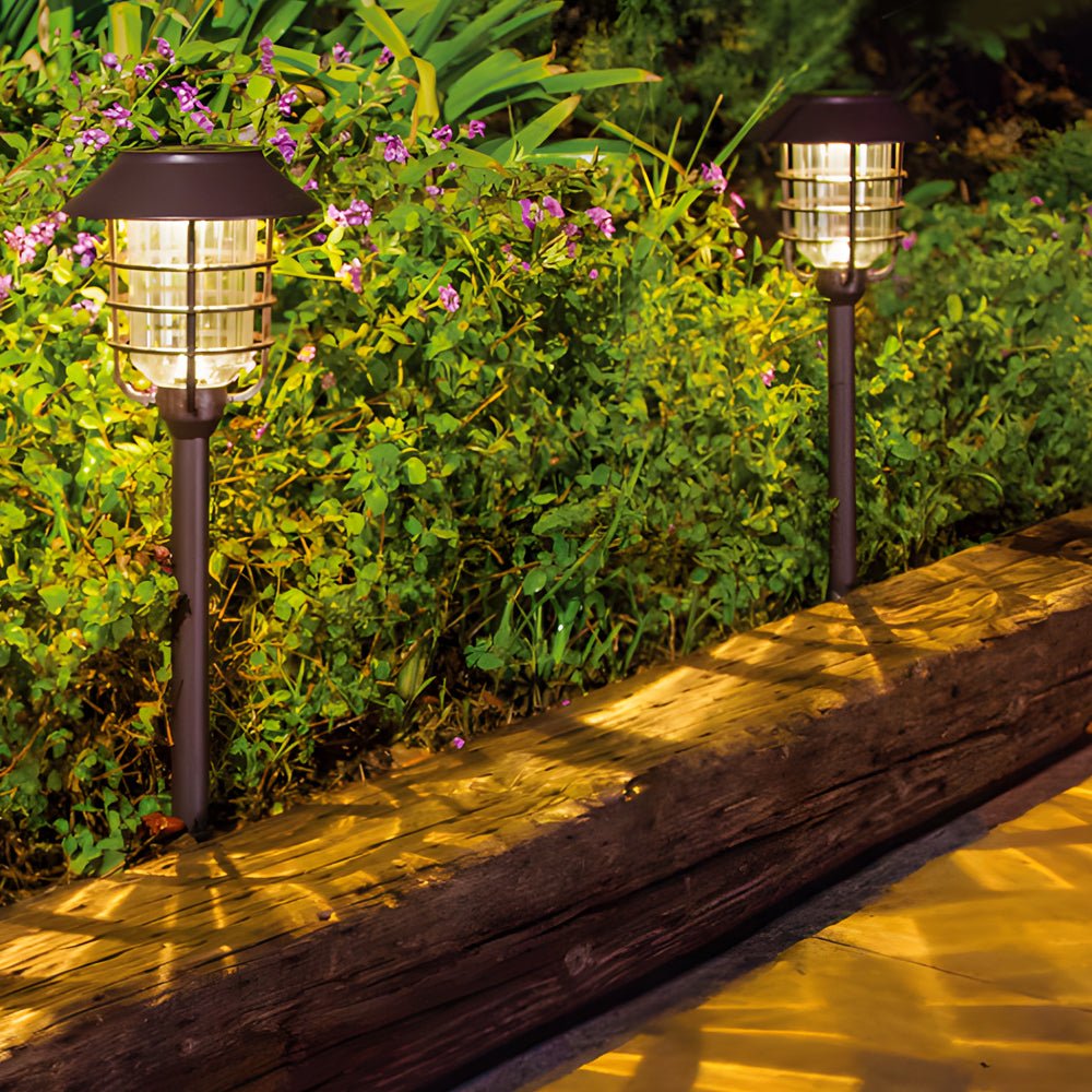 Elegant 22.8-inch Black Solar Pathway Lights with Decorative Hat Top