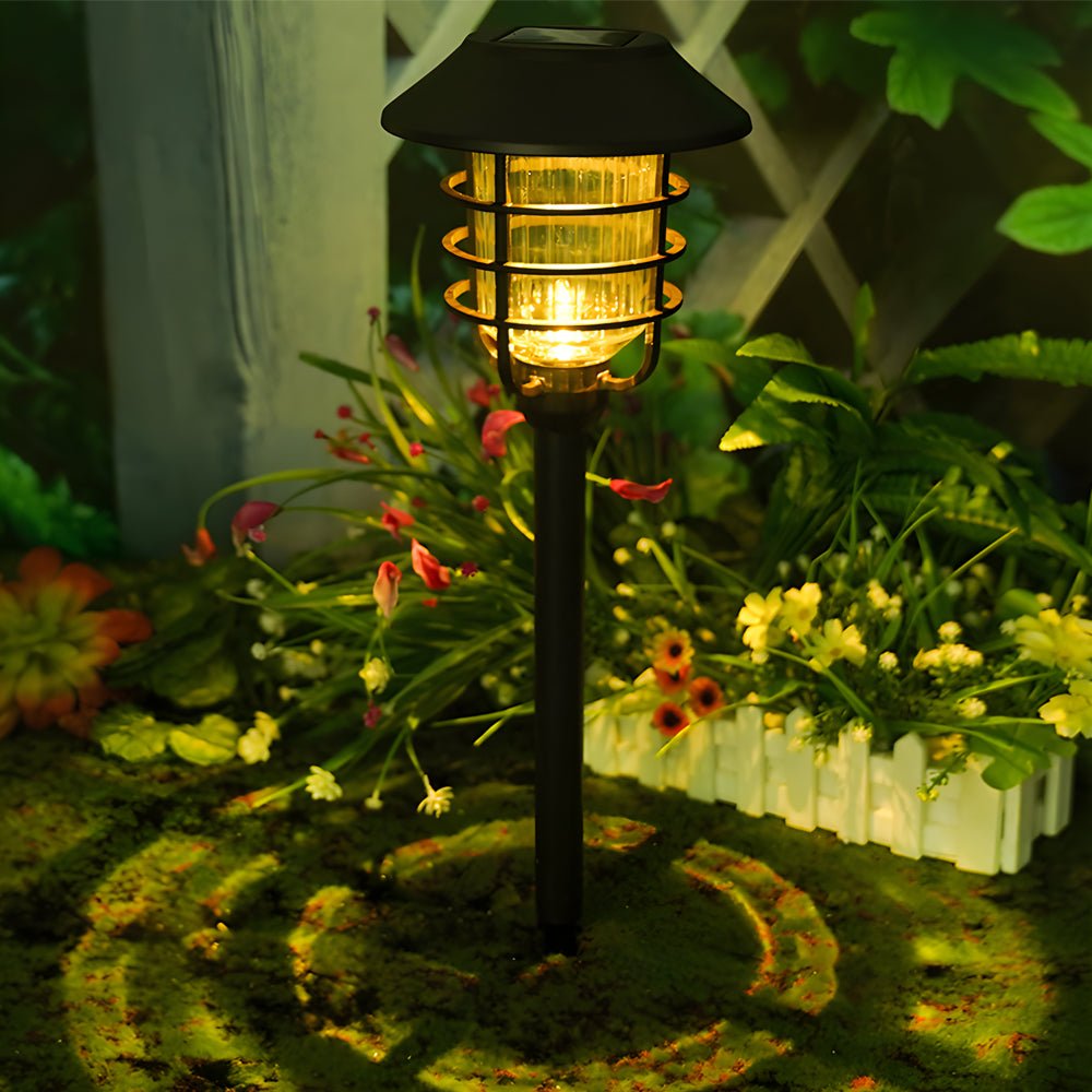 Elegant 22.8-inch Black Solar Pathway Lights with Decorative Hat Top