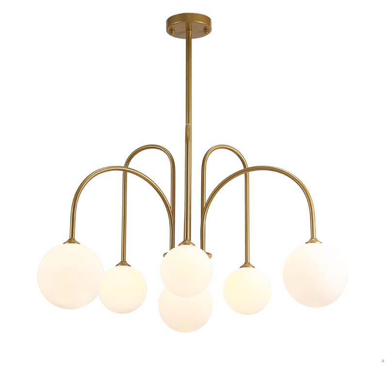Elegant Glass Ball 6-8 Light Arch Chandelier for Modern Dining Room