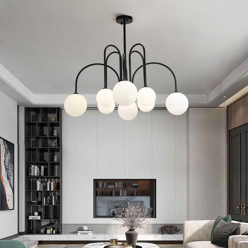 Elegant Glass Ball 6-8 Light Arch Chandelier for Modern Dining Room
