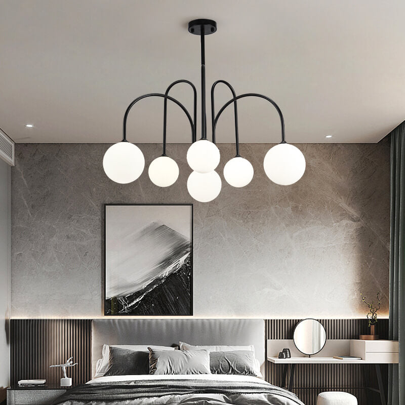 Elegant Glass Ball 6-8 Light Arch Chandelier for Modern Dining Room