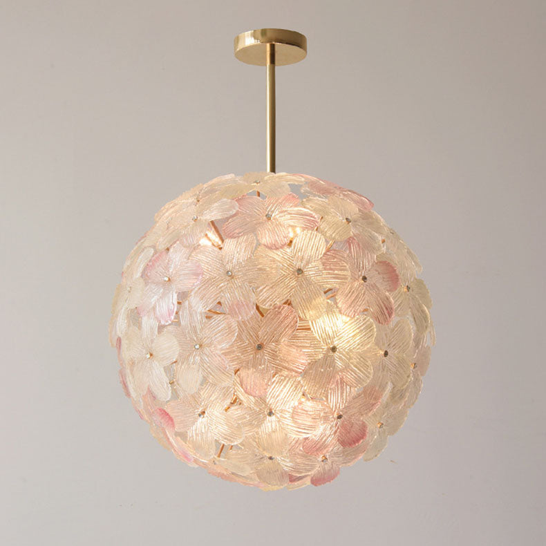 Modern Art Deco Gold Glass & Iron 6/8 Light Chandelier for Living Room
