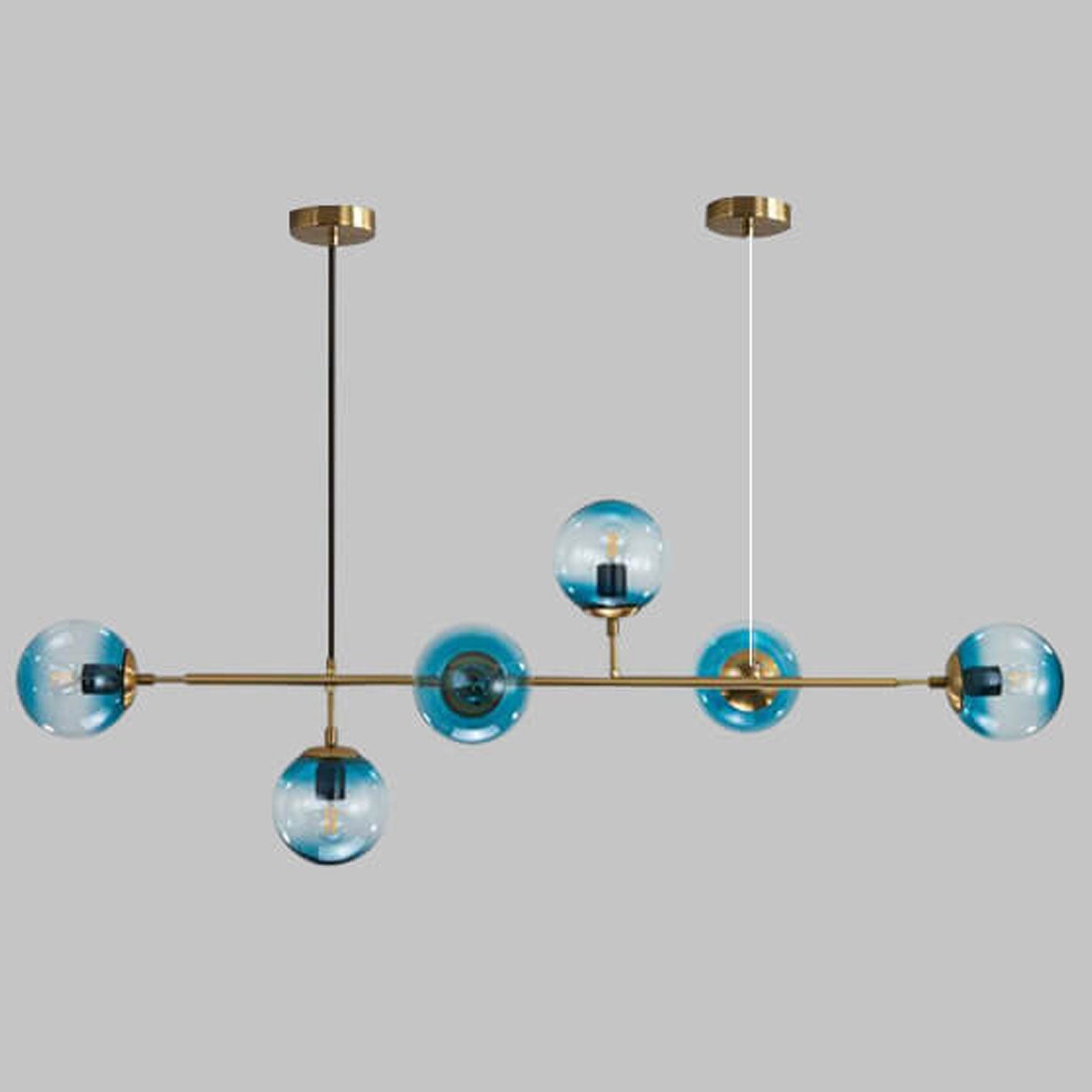Elegant Modern Minimalist 6-Light Glass Globe Chandelier for Dining Room
