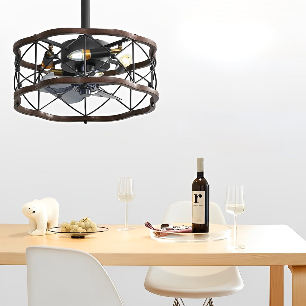 Vintage White Bladeless LED Ceiling Fan with Remote for Bedroom Comfort