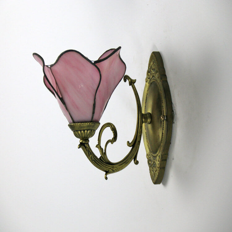 Antique Tiffany Style Stained Glass 1-Light Wall Sconce for Living Room