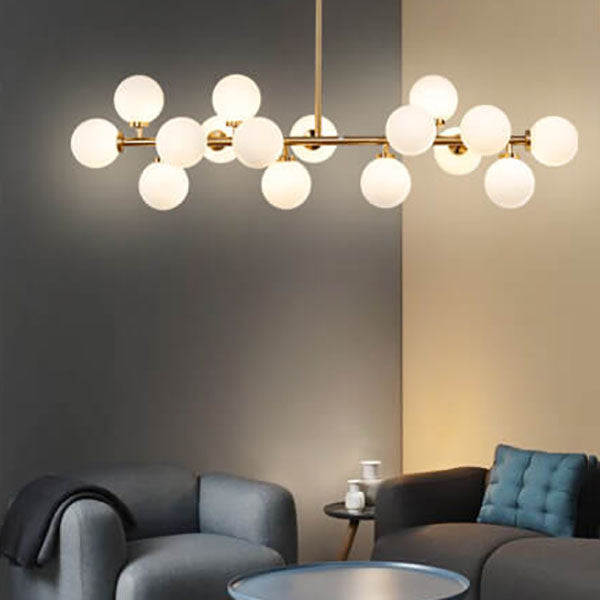 Contemporary Black Iron and Glass 16-Light Chandelier for Dining Rooms