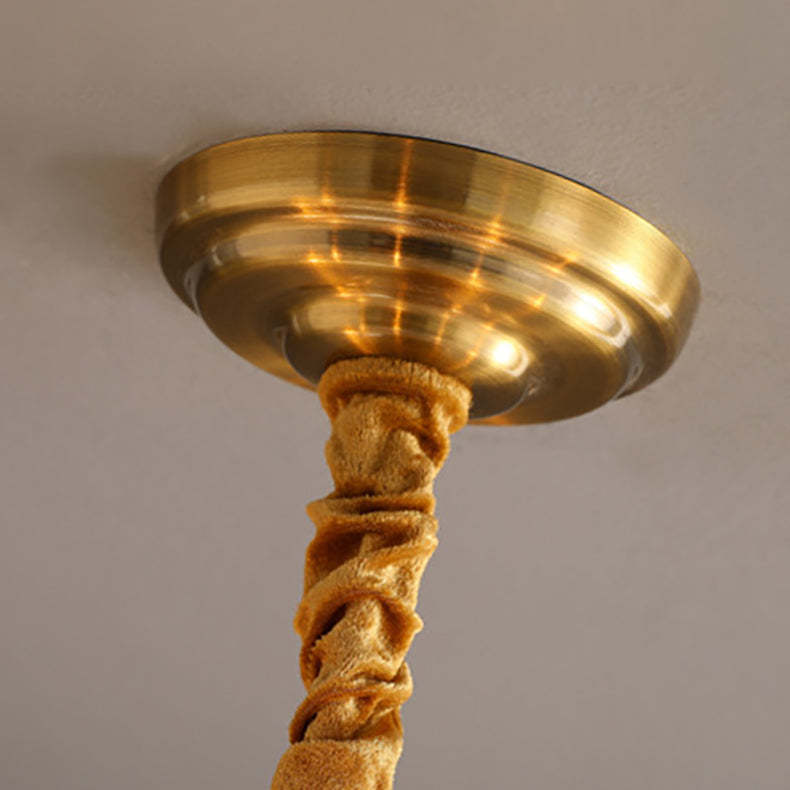 Vintage Gold Finished 6-Light Flower Glass Shade Chandelier for Bedroom