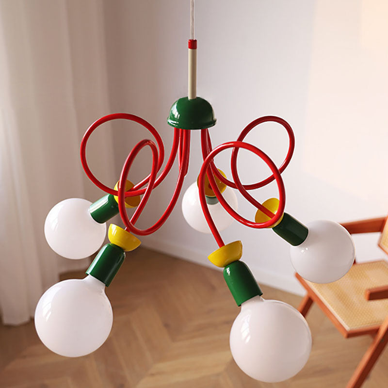 Scandinavian Black Orb Glass Chandelier, 2/3/5 Lights for Bedroom