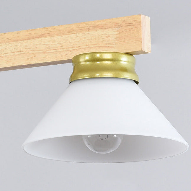 Nordic Pine Wood Cone Pendant Chandelier for Kitchen Island Lighting