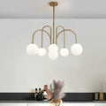 Elegant Glass Ball 6-8 Light Arch Chandelier for Modern Dining Room