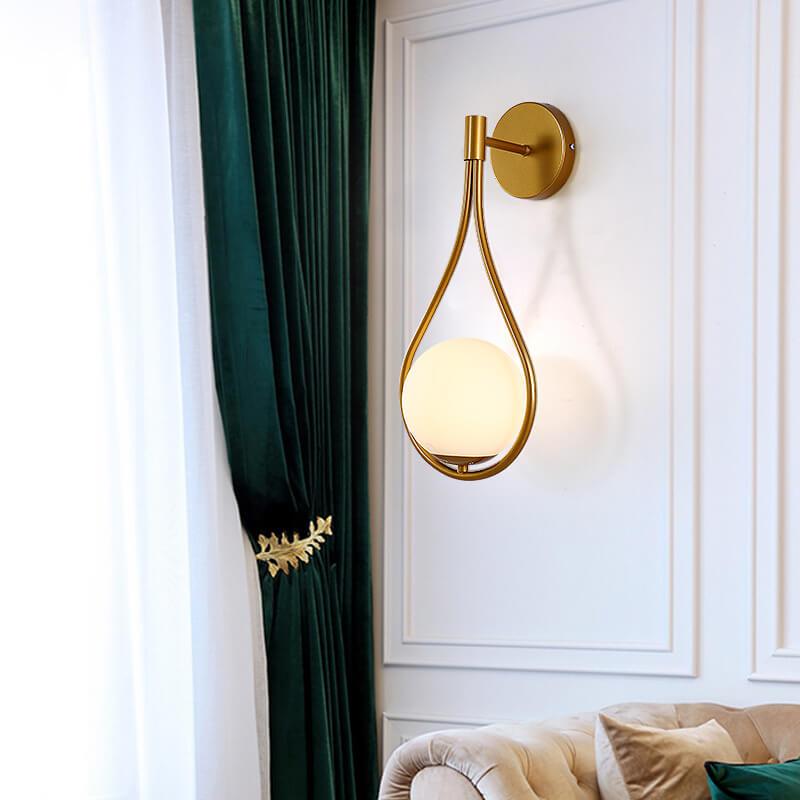 Sleek 1-Light Glass Globe Water Drop Wall Sconce for Modern Interiors