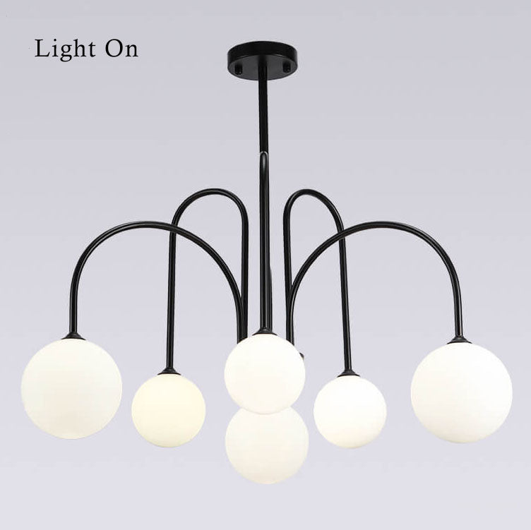 Elegant Glass Ball 6-8 Light Arch Chandelier for Modern Dining Room