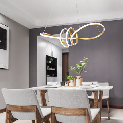 Sleek Silver Aluminum Spiral LED Chandelier for Modern Dining Room