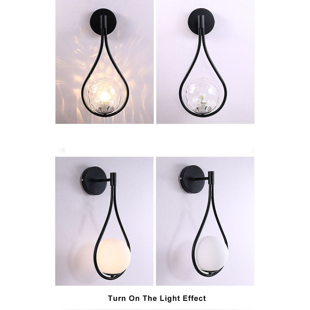 Sleek 1-Light Glass Globe Water Drop Wall Sconce for Modern Interiors