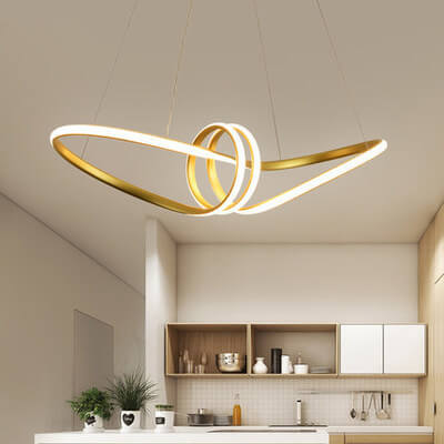 Sleek Silver Aluminum Spiral LED Chandelier for Modern Dining Room