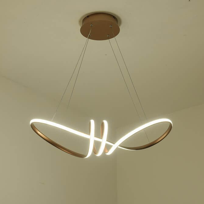 Sleek Silver Aluminum Spiral LED Chandelier for Modern Dining Room