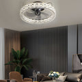 Modern White Crystal LED Semi-Enclosed Ceiling Fan for Living Room