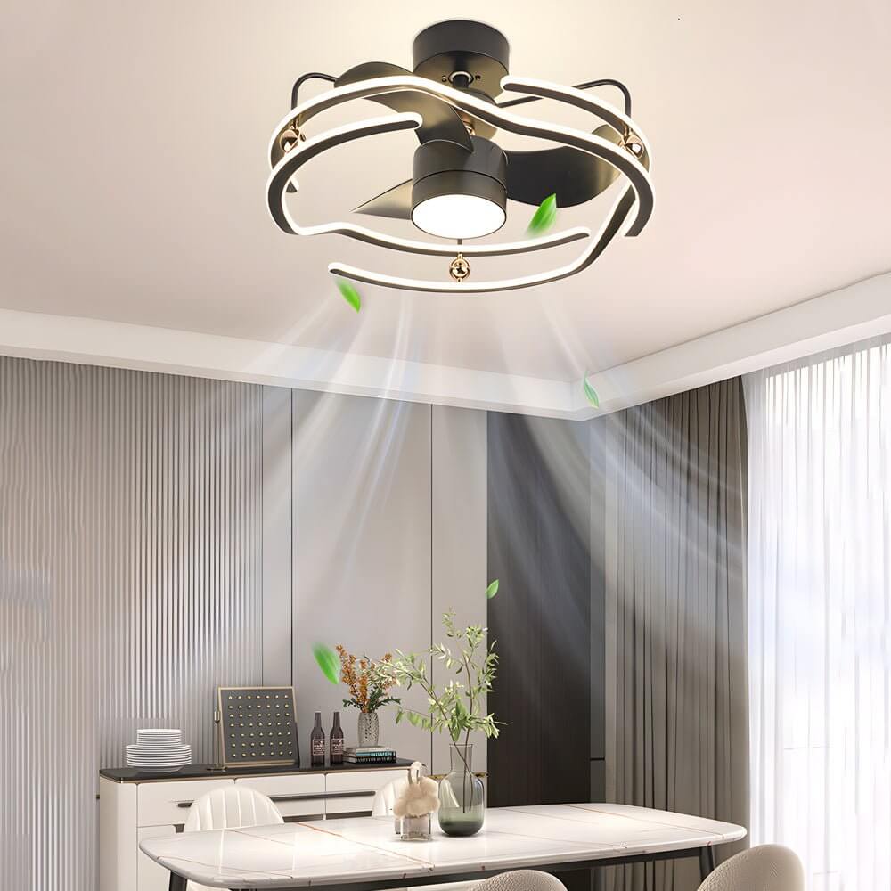 Modern 23.6'' Low Profile White Ceiling Fan with Dimmable LED Light