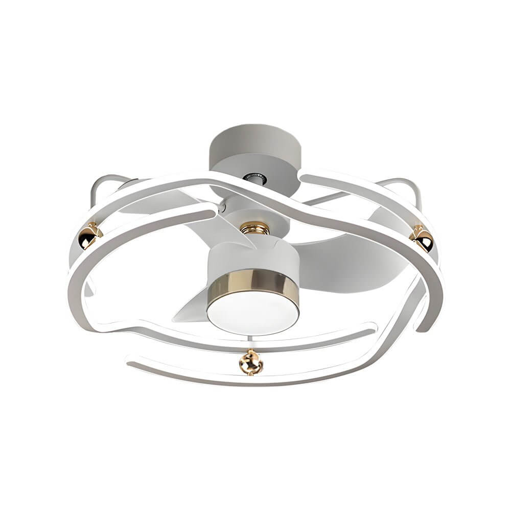 Modern 23.6'' Low Profile White Ceiling Fan with Dimmable LED Light