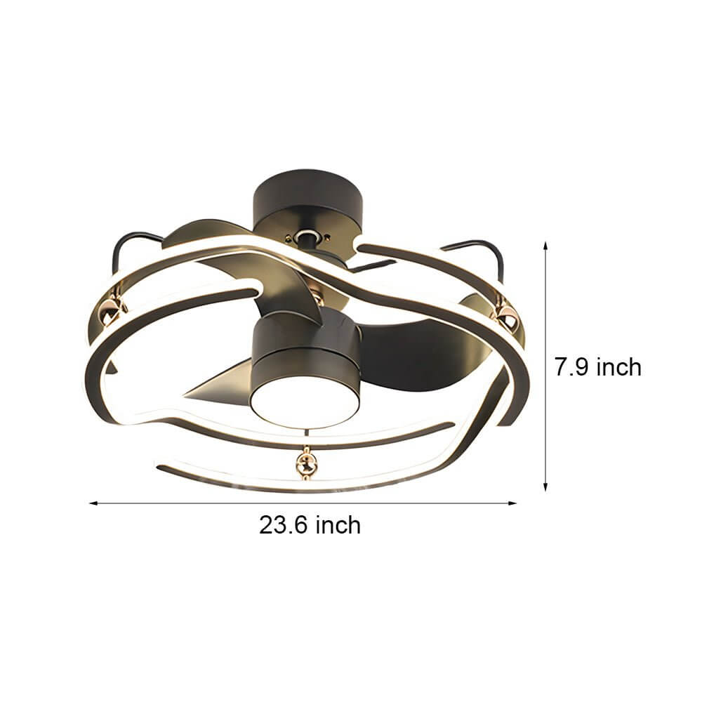 Modern 23.6'' Low Profile White Ceiling Fan with Dimmable LED Light