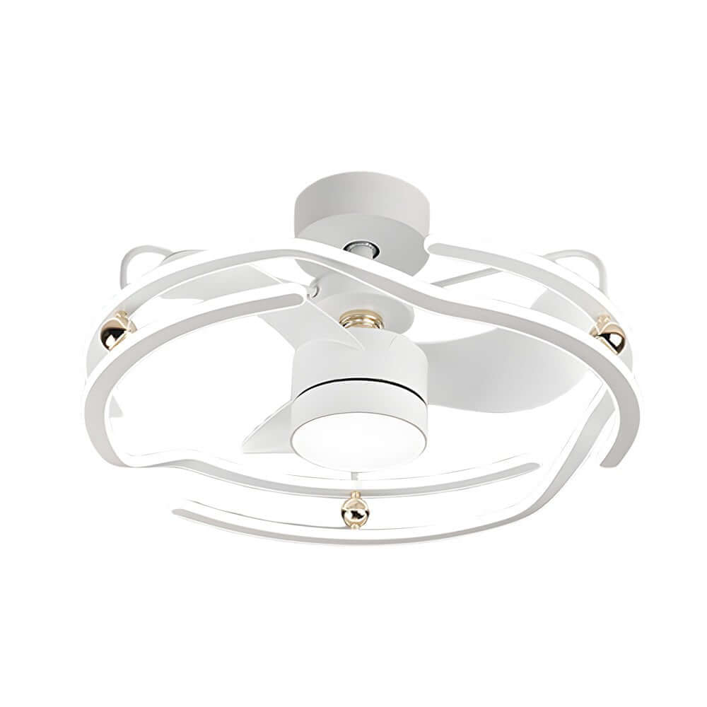 Modern 23.6'' Low Profile White Ceiling Fan with Dimmable LED Light