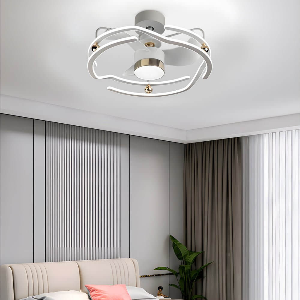 Modern 23.6'' Low Profile White Ceiling Fan with Dimmable LED Light