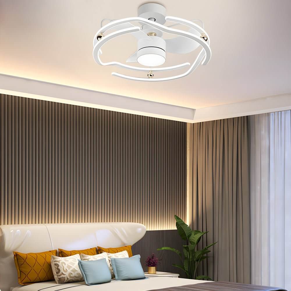 Modern 23.6'' Low Profile White Ceiling Fan with Dimmable LED Light