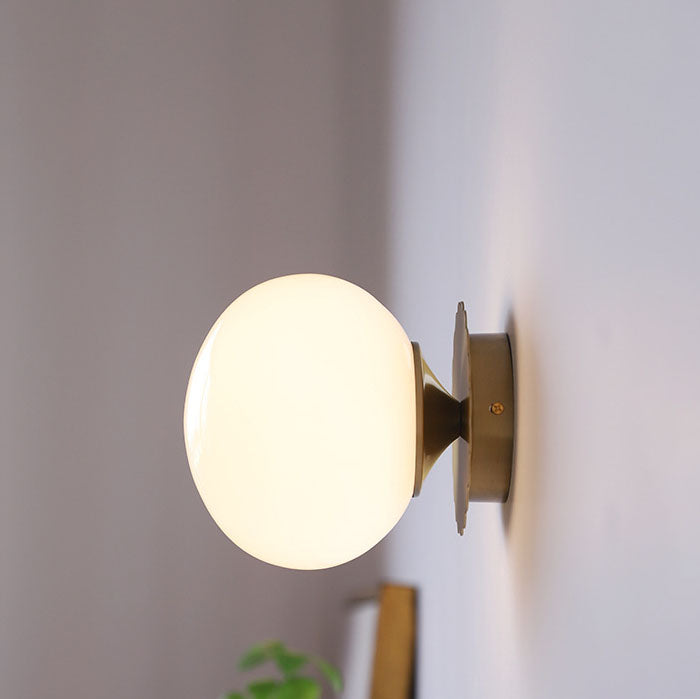Rustic Industrial Black Iron and Glass Round Wall Sconce Lamp for Hallway